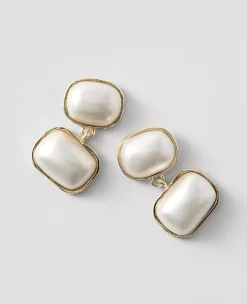 Elegant Ivory Double Pearlized Drop Earrings with Post-Back