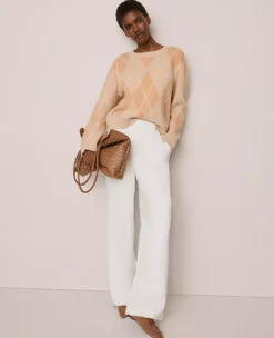 Petite Wide-Leg Winter White Pants - High Waisted Side Button Trousers -Ann Taylor Store 847009 9192 ALT3