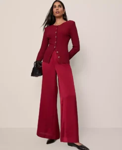 The Easy Palazzo Pant In Satin Cherry Pie