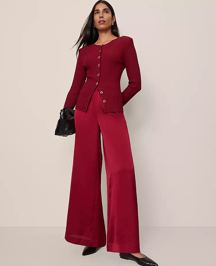 The Easy Palazzo Pant In Satin Cherry Pie 1 The Easy Palazzo Pant In Satin Cherry Pie