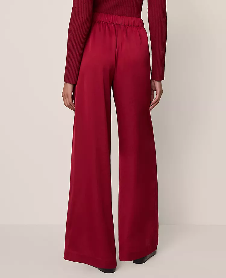 The Easy Palazzo Pant In Satin Cherry Pie 3 The Easy Palazzo Pant In Satin Cherry Pie - Image 3
