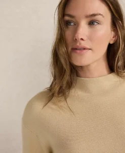 Haven Well Within Tuxedo Stripe Funnel Neck Pullover in Frosty Cream