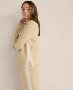 Haven Well Within Tuxedo Stripe Funnel Neck Pullover in Frosty Cream -Ann Taylor Store 847949 0292 ALT3