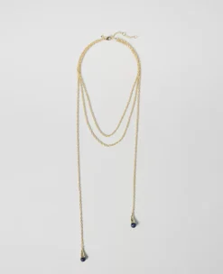 Elegant Goldtone Double Gem Necklace with Adjustable 2-Inch Extender