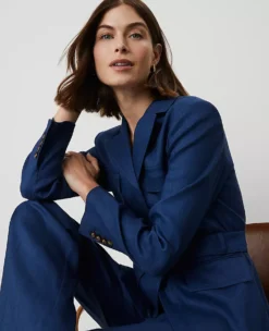 Petite Linen Blend Belted Safari Jacket in Calm Shores 5 Petite Linen Blend Belted Safari Jacket in Calm Shores -Ann Taylor Store 850269 2518 ALT2