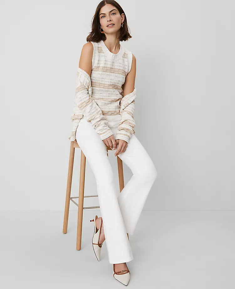 Women's Petite High-Rise White Pull-On Flare Jeans with Sculpting Stretch 2 Women's Petite High-Rise White Pull-On Flare Jeans with Sculpting Stretch - Image 2