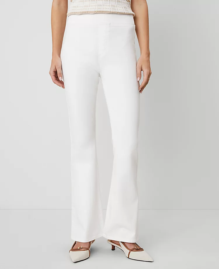 Women's Petite High-Rise White Pull-On Flare Jeans with Sculpting Stretch 3 Women's Petite High-Rise White Pull-On Flare Jeans with Sculpting Stretch - Image 3