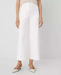 Petite White Straight Leg Ankle Pants - High Rise Textured Trousers 6 Petite White Straight Leg Ankle Pants - High Rise Textured Trousers -Ann Taylor Store 850385 9000 ALT1