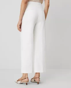 Petite White Straight Leg Ankle Pants - High Rise Textured Trousers 7 Petite White Straight Leg Ankle Pants - High Rise Textured Trousers -Ann Taylor Store 850385 9000 ALT2