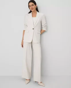 Tan Textured Petite Longline Blazer - Tailored One-Button Suit Jacket 5 Tan Textured Petite Longline Blazer - Tailored One-Button Suit Jacket -Ann Taylor Store 850396 0144 ALT2
