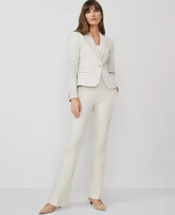 Women's Petite High-Rise Stretch Cotton Trouser in Tahini