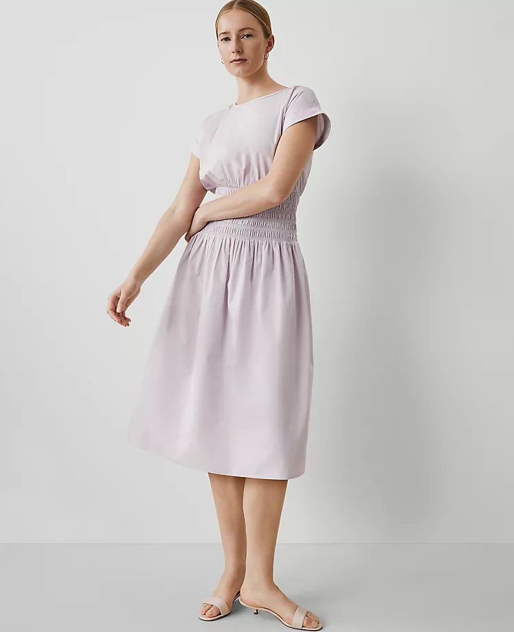 Smocked-Waist Midi Flare Dress Orchid Hush 1 Smocked-Waist Midi Flare Dress Orchid Hush