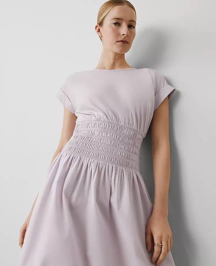 Smocked-Waist Midi Flare Dress Orchid Hush 3 Smocked-Waist Midi Flare Dress Orchid Hush - Image 3