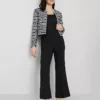 Petite High-Rise Flare Pants - Side-Zip Ankle Trousers in Black