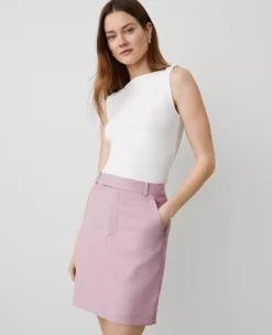 Petite Mauve Trouser Mini Skirt with Pockets
