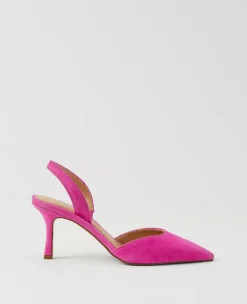 Rose Violet Suede Slingback Pumps - Elegant Pointy Toe 3-Inch Heels