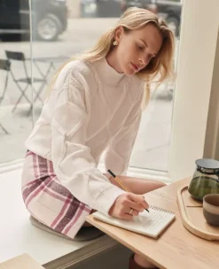 Ann Taylor Weekend Diamond Cable Sweater - Winter White