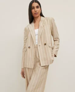 Petite Pinstripe Double Breasted Blazer - Sandstorm Linen Blend 7 Petite Pinstripe Double Breasted Blazer - Sandstorm Linen Blend -Ann Taylor Store 850579 2214 ALT2