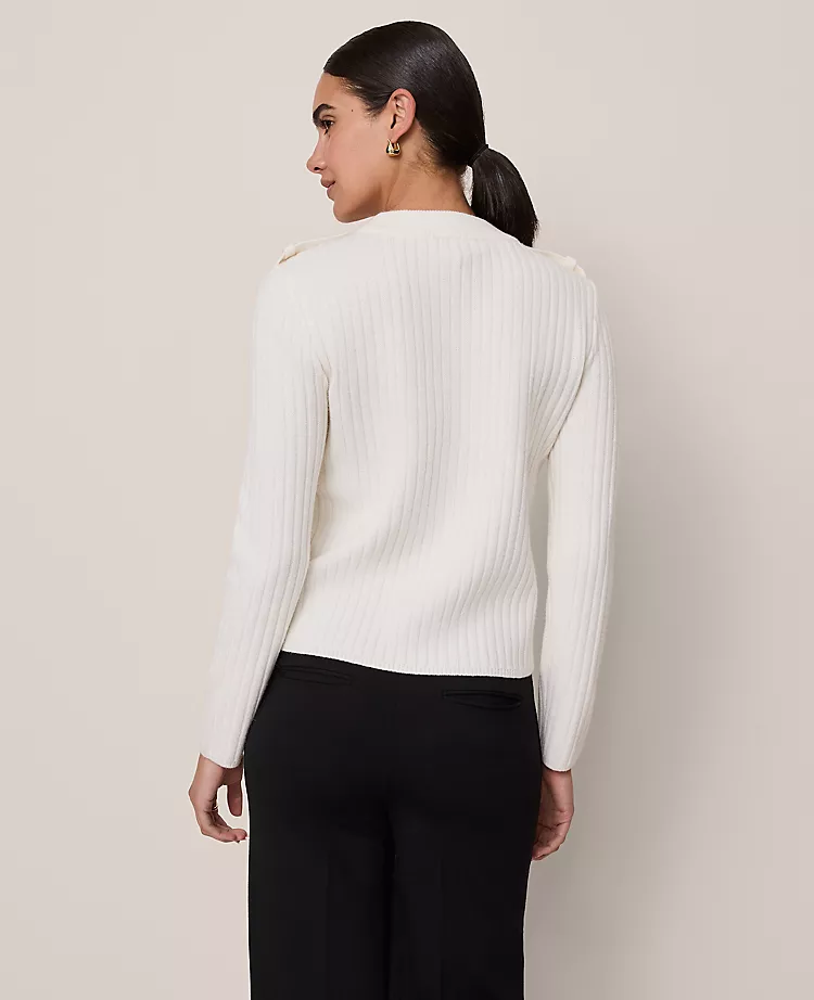 Ribbed Pocket Sweater Winter White 3 Ribbed Pocket Sweater Winter White - Image 3