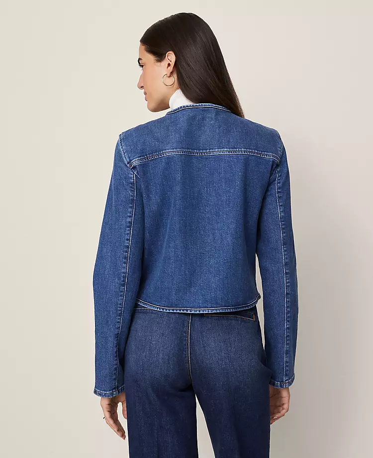 Weekend Collection Crew Neck Denim Jacket Classic Indigo Wash 2 Weekend Collection Crew Neck Denim Jacket Classic Indigo Wash - Image 2