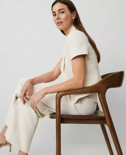Petite Short Sleeve Fluid Crepe Blazer in Ivory Whisper 7 Petite Short Sleeve Fluid Crepe Blazer in Ivory Whisper -Ann Taylor Store 850609 9007 ALT3