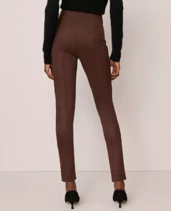 Dark Brown Faux Suede High-Waisted Polished Leggings 6 Dark Brown Faux Suede High-Waisted Polished Leggings -Ann Taylor Store 850615 7371 ALT2