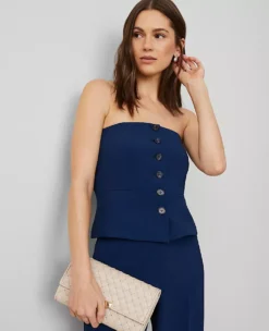 Elegant Strapless Petite Vest in Fluid Crepe - Pure Sapphire 10 Elegant Strapless Petite Vest in Fluid Crepe - Pure Sapphire -Ann Taylor Store 850617 8818 ALT3