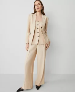 Petite High-Waisted Belted Wide-Leg Twill Pants - Sands Edge