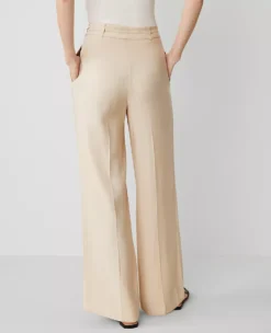 Petite High-Waisted Belted Wide-Leg Twill Pants - Sands Edge 5 Petite High-Waisted Belted Wide-Leg Twill Pants - Sands Edge -Ann Taylor Store 850689 8924 ALT2