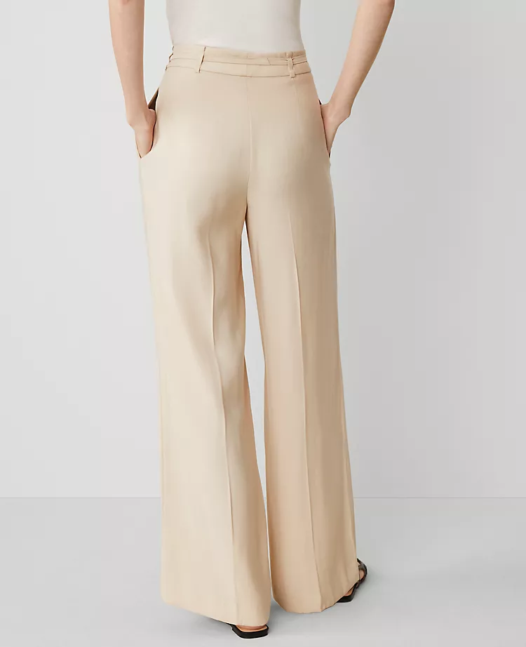 Petite High-Waisted Belted Wide-Leg Twill Pants - Sands Edge 3 Petite High-Waisted Belted Wide-Leg Twill Pants - Sands Edge - Image 3