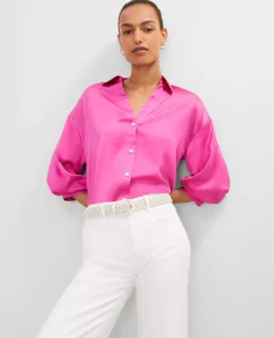 Blouson Sleeve Shirt Rose Violet -Ann Taylor Store 850748 8021 ALT2