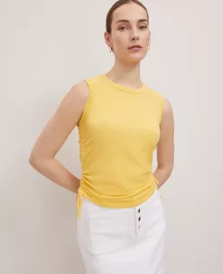 Ann Taylor Petite Weekend Collection Side-Tie Tank Top in Mimosa