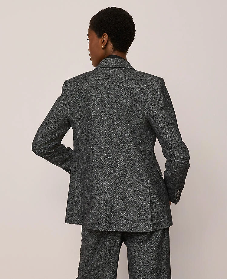Herringbone Tailored Blazer - The Greenwich Grey & White Jacket 2 Herringbone Tailored Blazer - The Greenwich Grey & White Jacket - Image 2