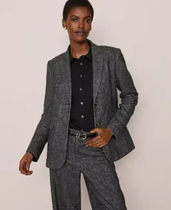 Herringbone Tailored Blazer - The Greenwich Grey & White Jacket 8 Herringbone Tailored Blazer - The Greenwich Grey & White Jacket -Ann Taylor Store 850803 019341 ALT2
