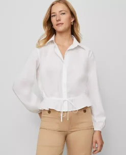 Weekend Collection Tie Waist Popover White