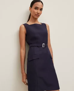 Petite Belted Square Neck Shift Dress with Pockets - Night Sky -Ann Taylor Store 850866 1362 ALT2