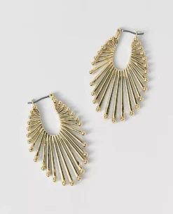 Gold Fan Drop Earrings - High-Shine Geometric Metal Jewelry