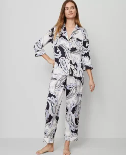 Paisley Print Long Sleeve Pajama Set - Women's Night Sky Sleepwear