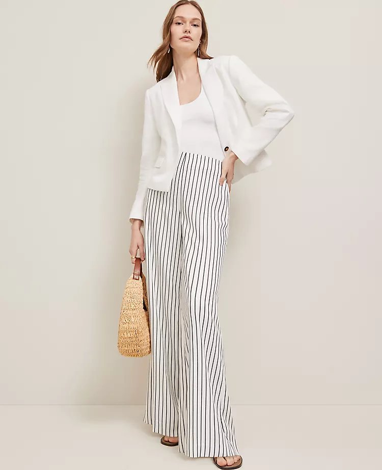 Petite White Wide-Leg Pants - High Waisted Side-Zip Twill Trousers 1 Petite White Wide-Leg Pants - High Waisted Side-Zip Twill Trousers