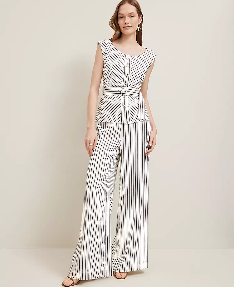 Petite White Wide-Leg Pants - High Waisted Side-Zip Twill Trousers 4 Petite White Wide-Leg Pants - High Waisted Side-Zip Twill Trousers - Image 4