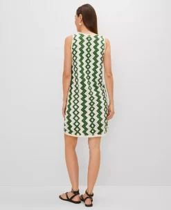 Petite Geometric Crochet Shift Dress - Vibrant Green and White -Ann Taylor Store 850985 018899 ALT1