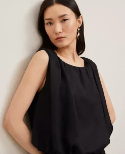 Petite Black Bubble Hem Tank Top - Airy Relaxed Fit Sleeveless Blouse 5 Petite Black Bubble Hem Tank Top - Airy Relaxed Fit Sleeveless Blouse -Ann Taylor Store 851023 2222 ALT2