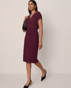 Petite Ponte Pencil Skirt - Flattering Stretch Fit in Poised Plum