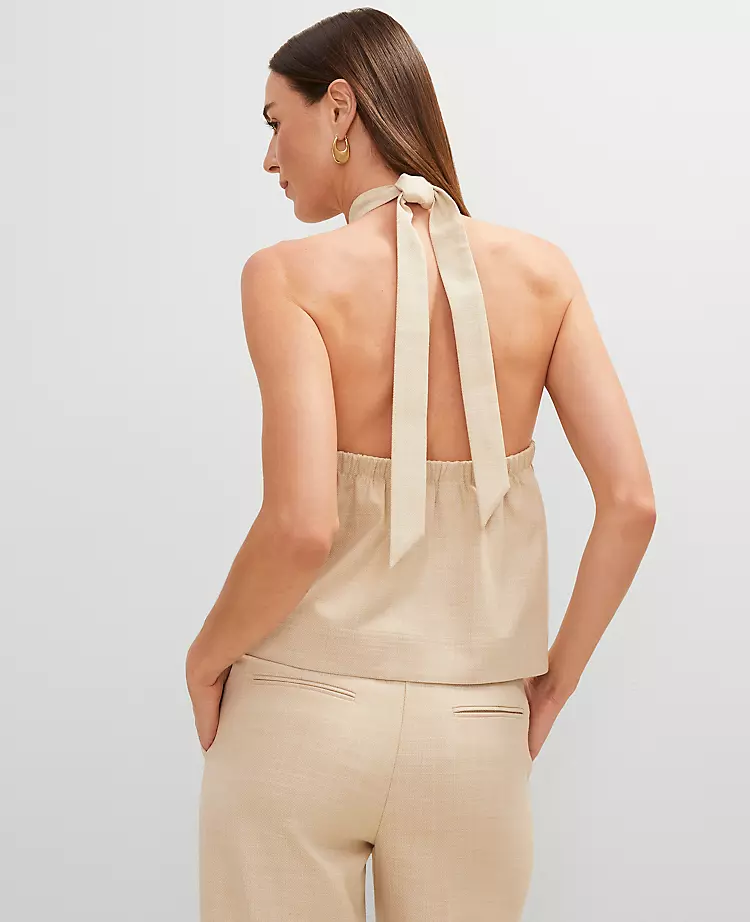 Petite Cutout Halter Top with Keyhole Detail - Sands Edge 2 Petite Cutout Halter Top with Keyhole Detail - Sands Edge - Image 2