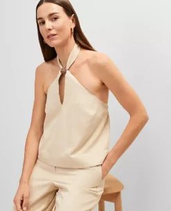Petite Cutout Halter Top with Keyhole Detail - Sands Edge 6 Petite Cutout Halter Top with Keyhole Detail - Sands Edge -Ann Taylor Store 851077 8924 ALT2