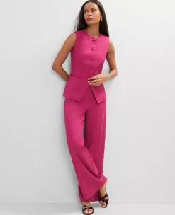 Petite High-Waisted Statement Palazzo Pants in Berry Splash