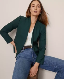 Modern Tailored Cutaway Blazer in Pine Grove Green -Ann Taylor Store 851129 8481 ALT3