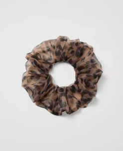 Cheetah Print Hair Scrunchie - Brown Multi-Color Leopard Elastic Tie