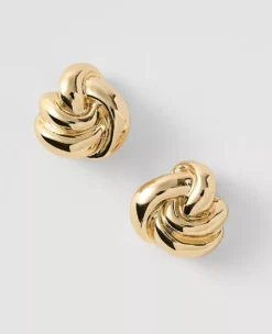 Gold-Tone Twisted Stud Earrings - Modern Textured Post-Back Jewelry