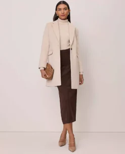 Studio Collection Seamed Pencil Skirt In Suede Pure Chocolate -Ann Taylor Store 851446 7043 ALT3